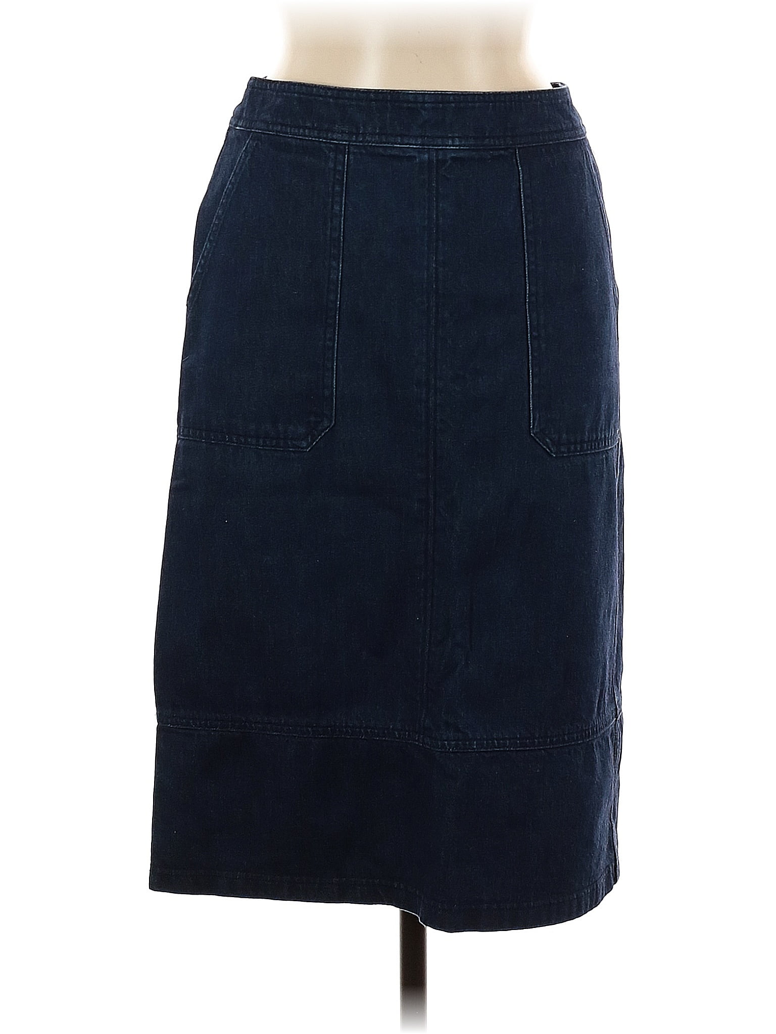 Boden 100% Cotton Solid Blue Denim Skirt Size 4