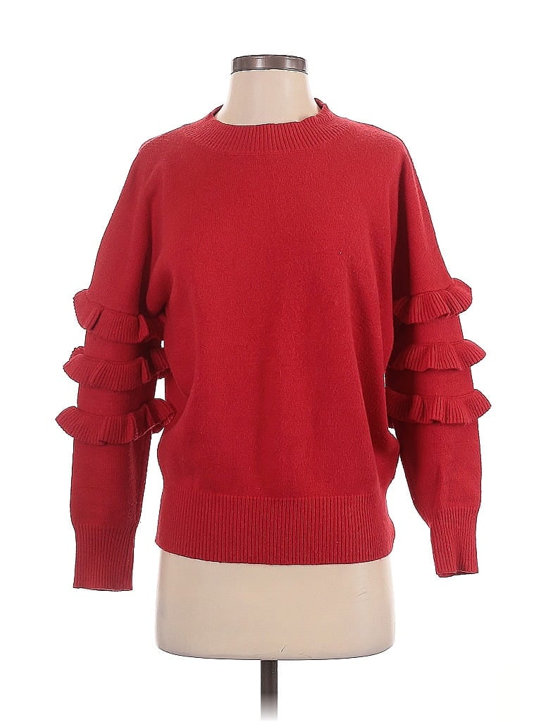 Pre-owned Line & Dot Pullover Sweater In Red