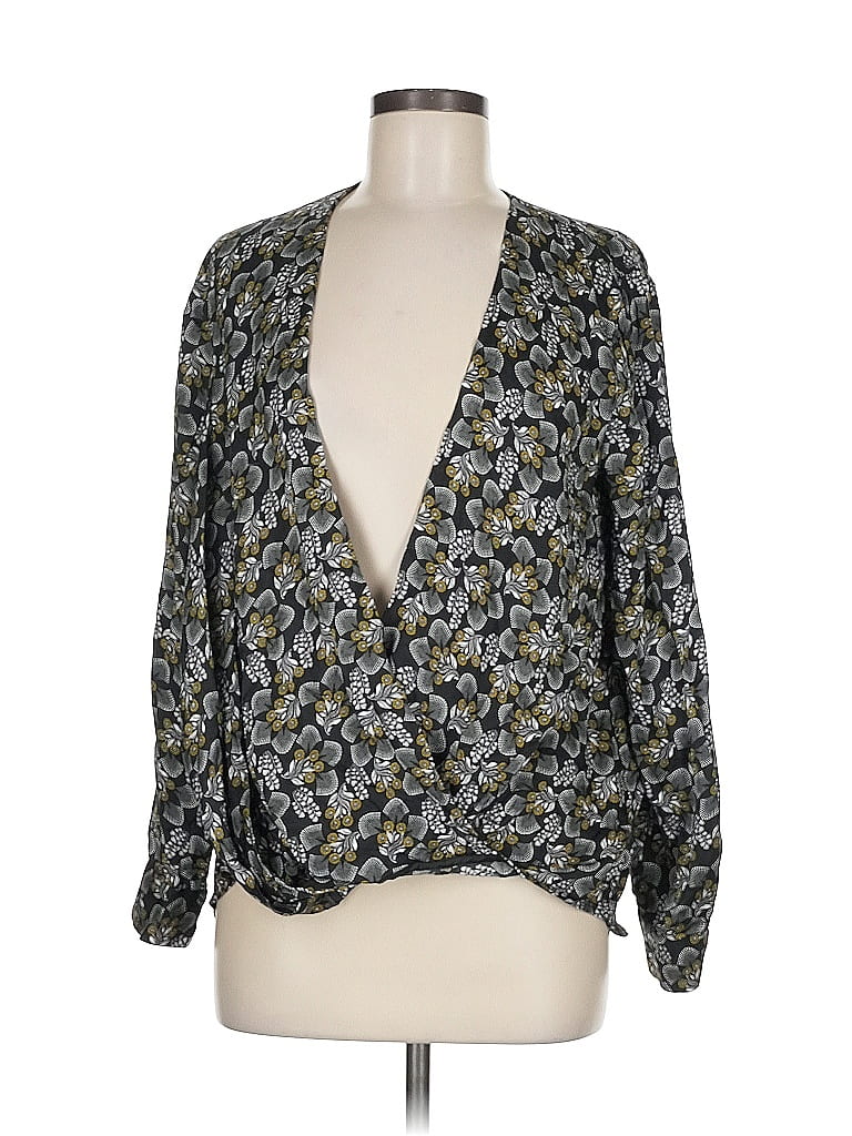 Pre-owned Slate & Willow Long Sleeve Blouse In Gray