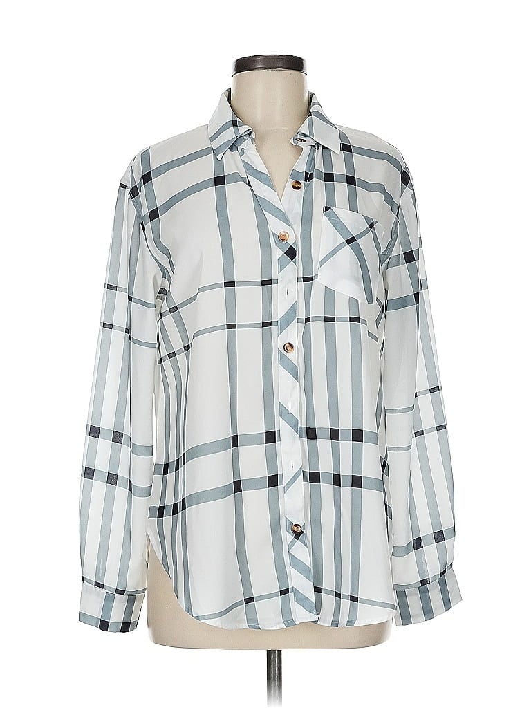 Pre-owned Assorted Brands 3/4 Sleeve Blouse In Silver