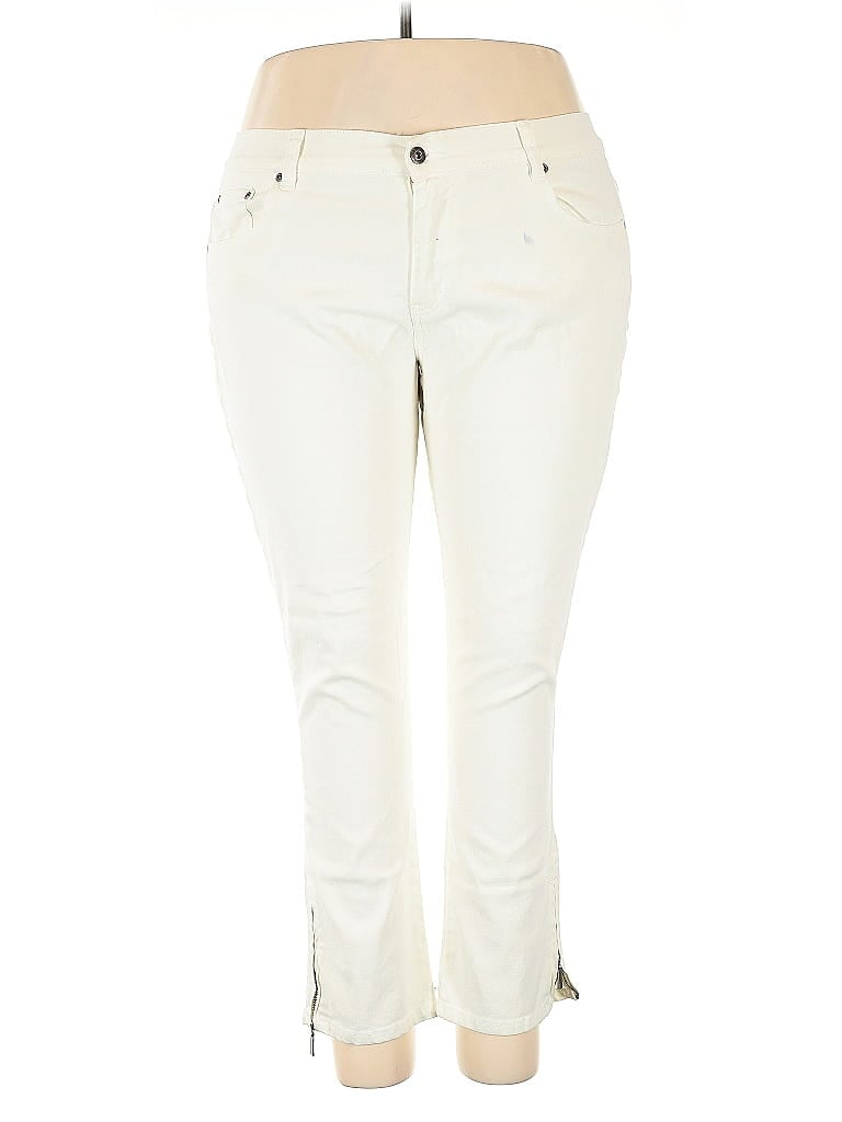 DG^2 by Diane Gilman Color Block Ivory Jeans Size 18 (petite) - photo 1