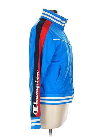 Champion 100 Polyester Color Block Blue Track Jacket Size L 63 off ThredUp