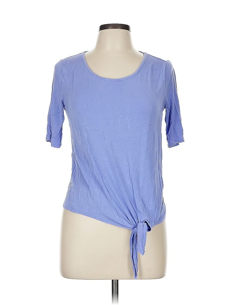 Pre-owned Dana Buchman Short Sleeve Top Blue Keyhole Neckline Tops