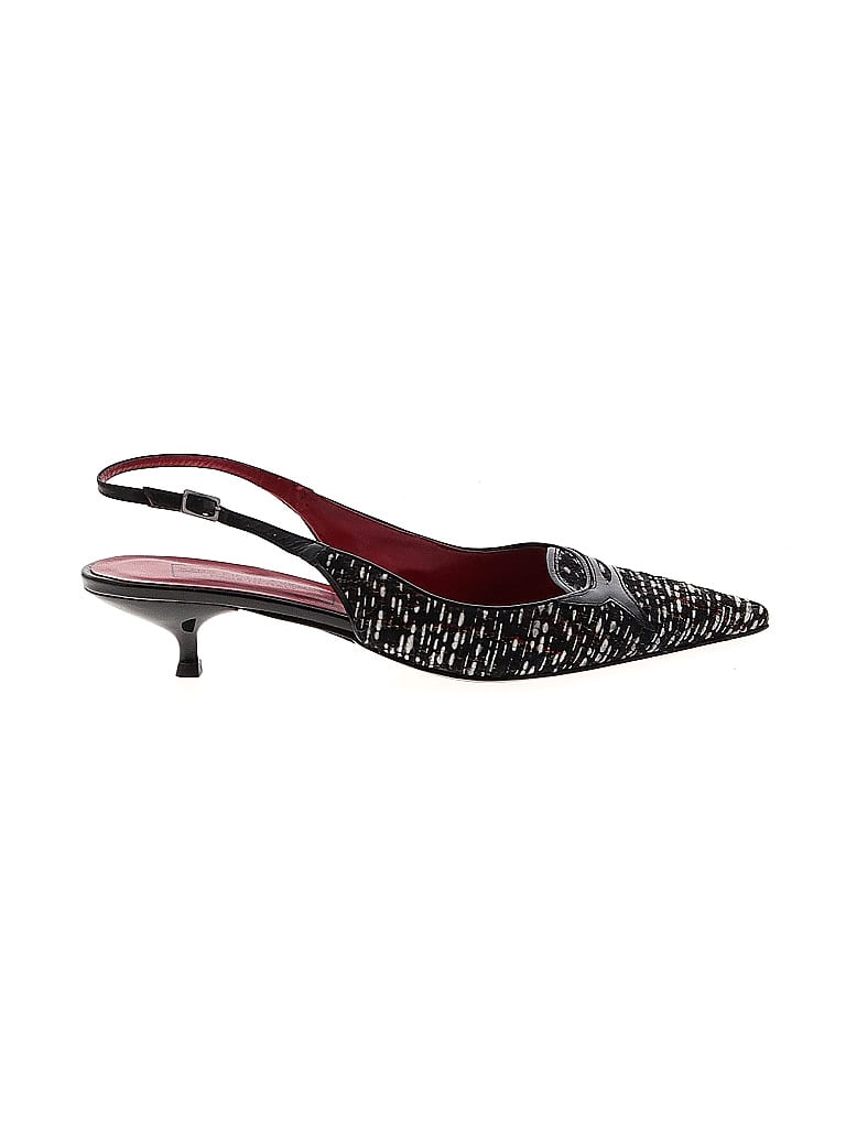Saks Fifth Avenue Paisley Black Heels Size 7 1/2 - photo 1