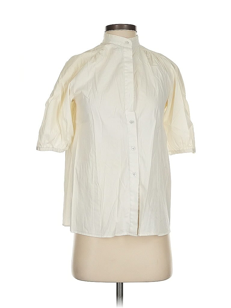 Pre-owned Theory Short Sleeve Blouse In White