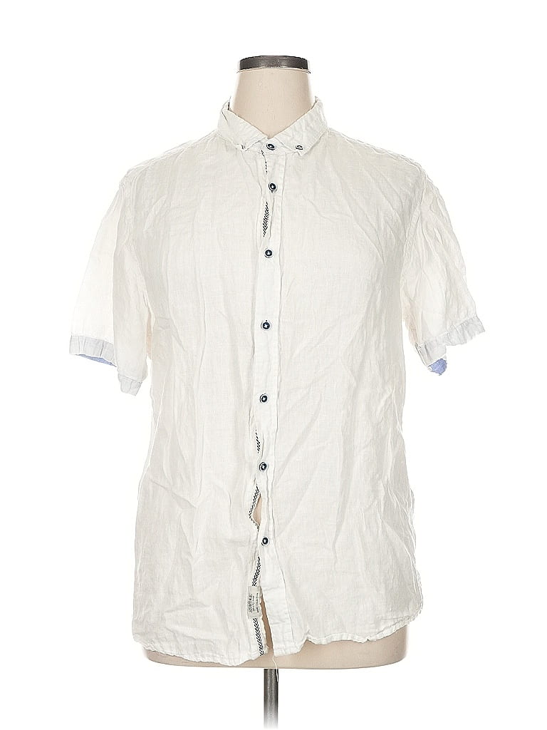 Heritage 100% Linen White Short Sleeve Button-Down Shirt Size XL - photo 1