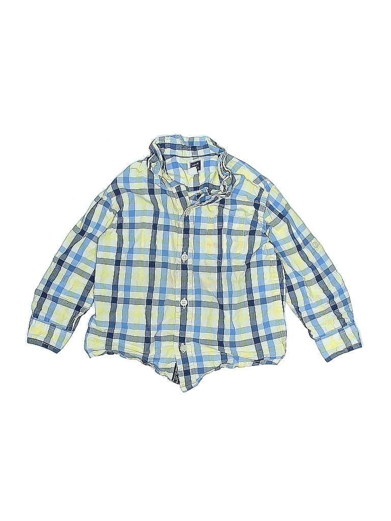 Pre-owned Janie And Jack Kids' Long Sleeve Button Down Shirt In Blue