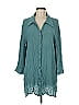Elan 100% Rayon Teal 3/4 Sleeve Button-Down Shirt Size M - photo 1