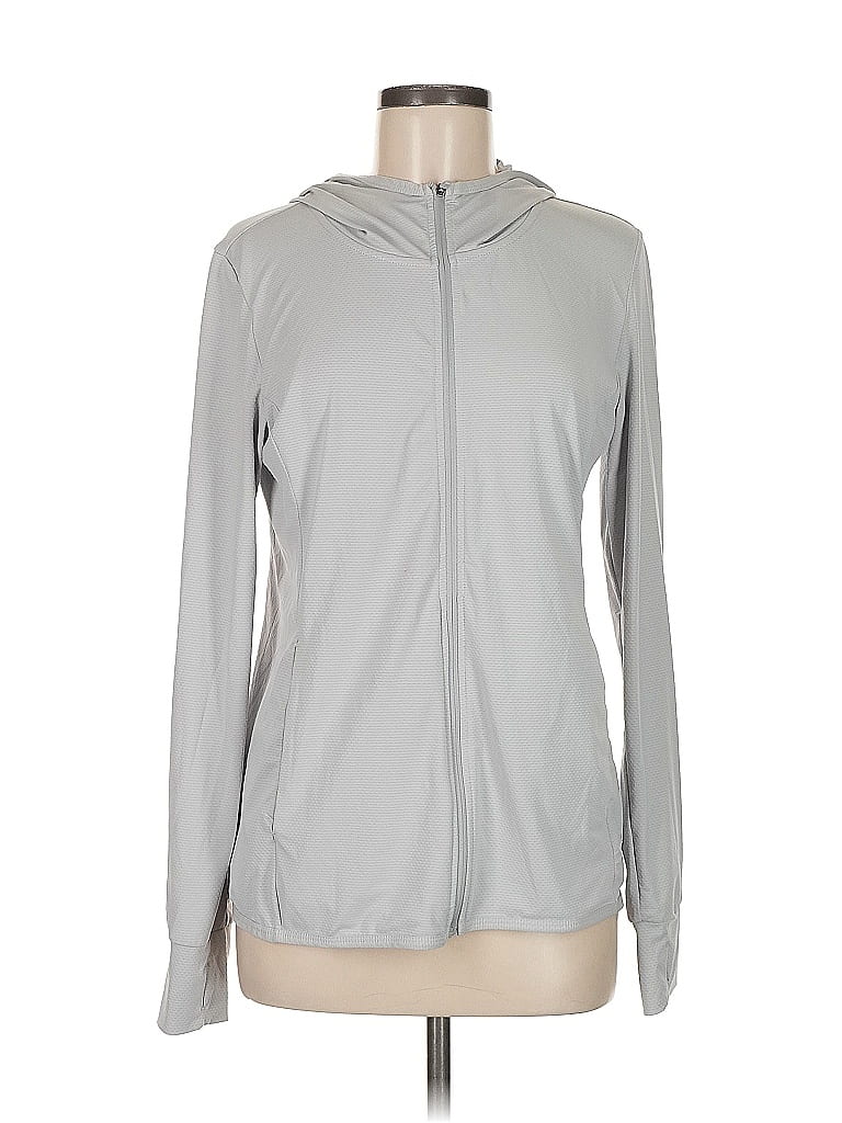 Pre-owned Assorted Brands Zip Up Hoodie In Gray