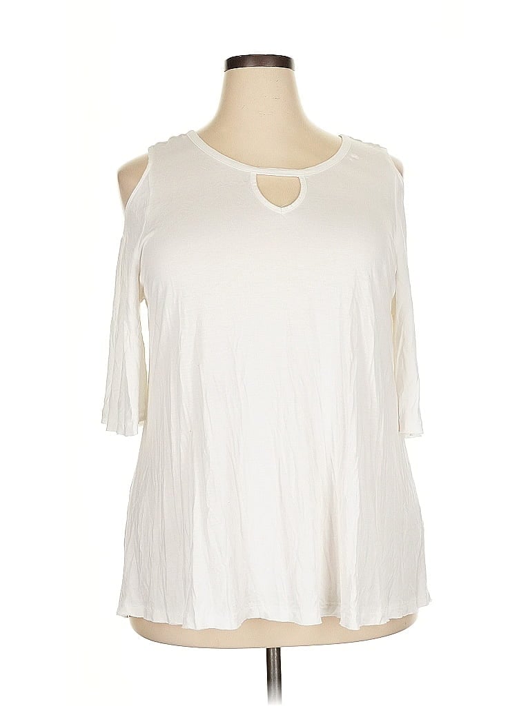 DG^2 by Diane Gilman 100% Viscose Ivory 3/4 Sleeve T-Shirt Size 2X - photo 1
