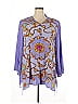 Diane Gilman 100% Silk Purple 3/4 Sleeve Silk Top Size 2X - photo 1