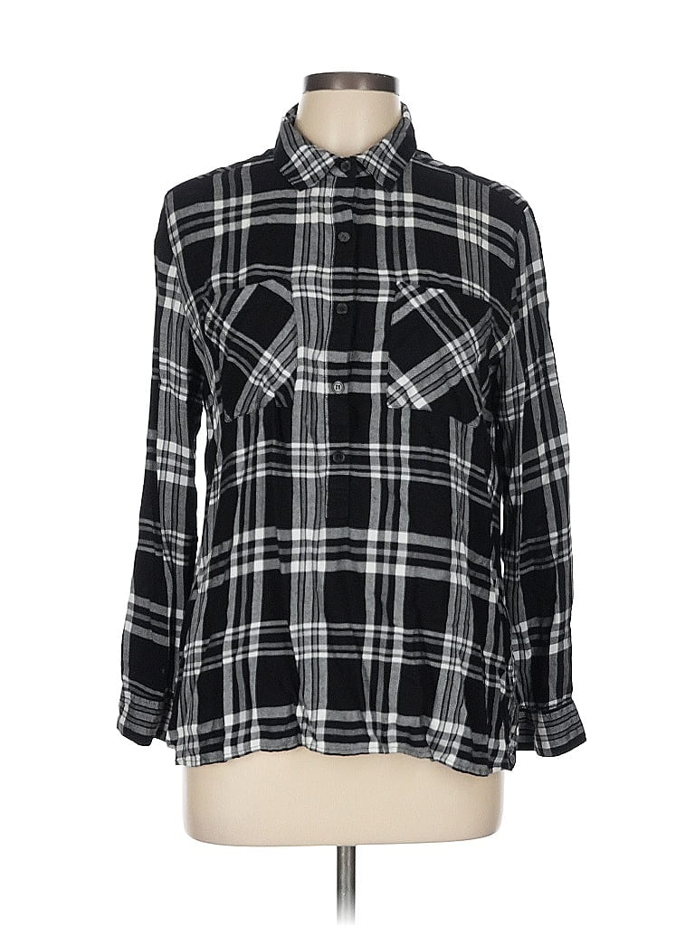 Pre-owned Saks Fifth Avenue 3/4 Sleeve Button Down Shirt In Black