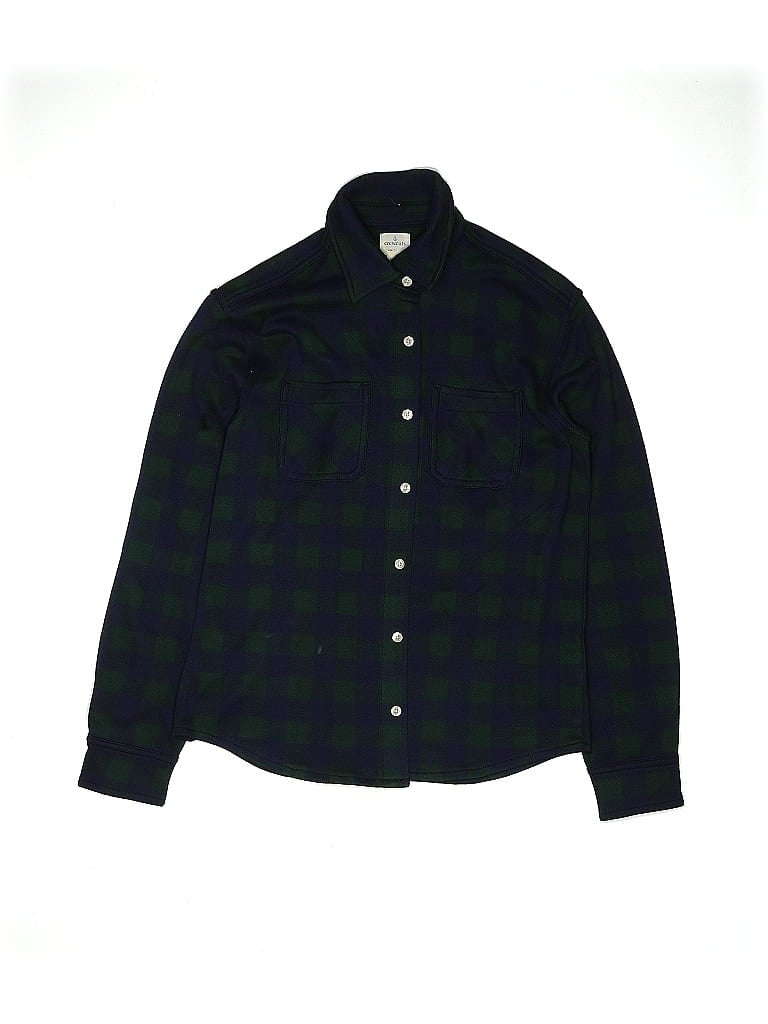 Pre-owned Crewcuts Kids' Long Sleeve Button Down Shirt In Green