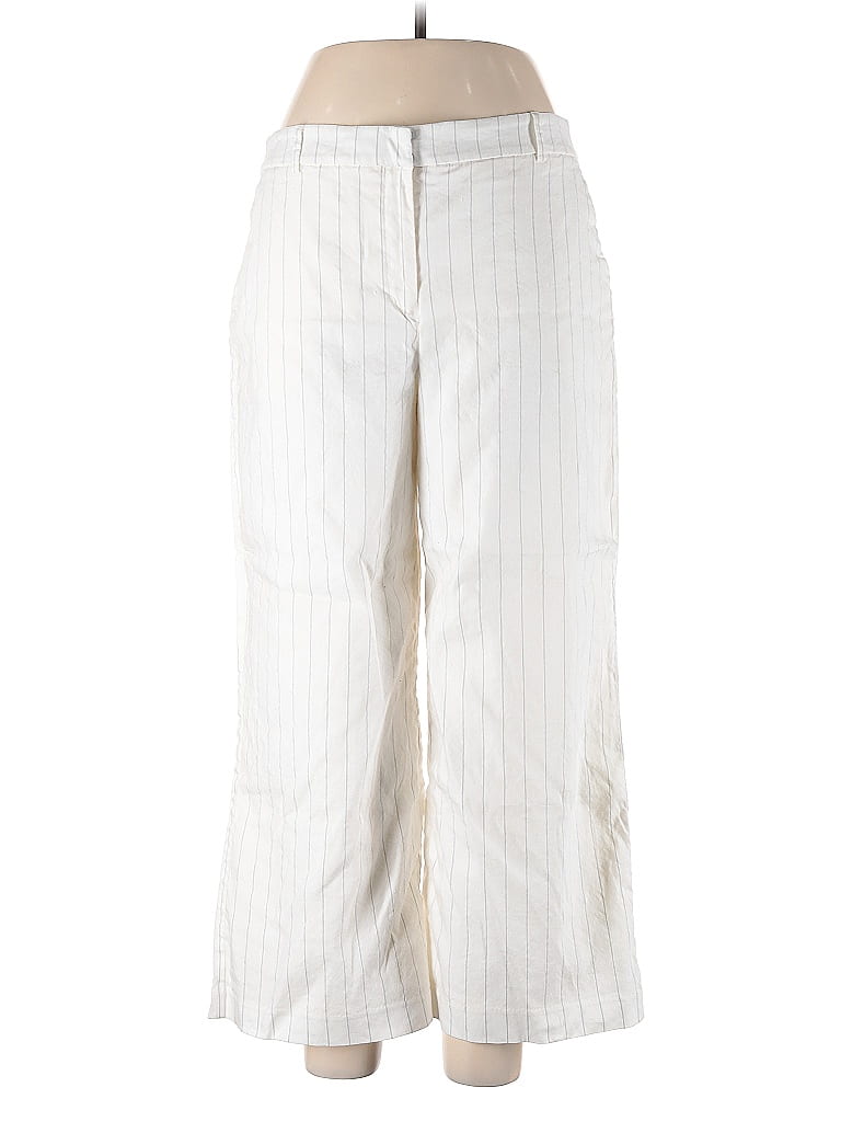 Express Stripes Ivory Linen Pants Size 12 - photo 1