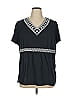 Ellos Black Blue Short Sleeve Top Size 1X - photo 1