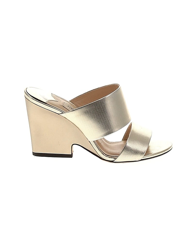 Jimmy Choo 100% Leather Metallic Gold Heels Size EU 36 - photo 1