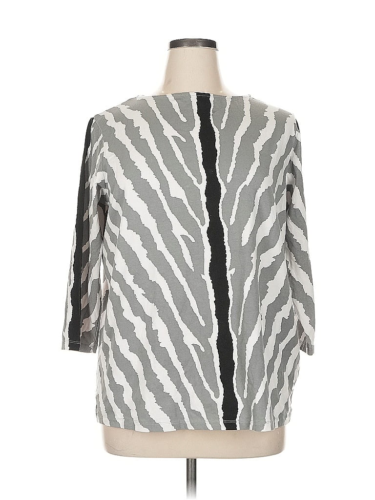DG^2 by Diane Gilman Silver Gray 3/4 Sleeve T-Shirt Size 1X - photo 1