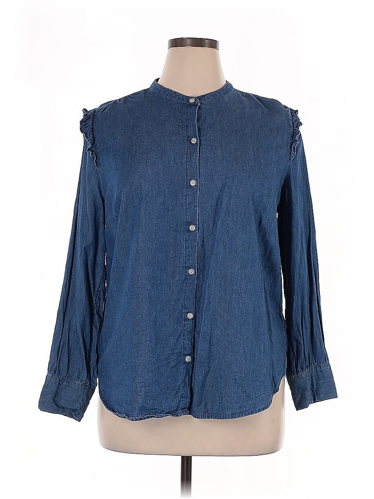 Pre-owned Old Navy Long Sleeve Blouse In Blue