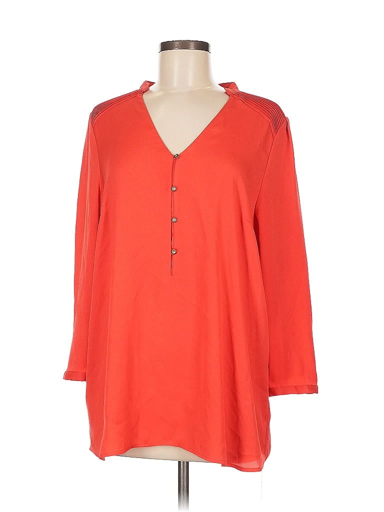 Pre-owned Mng 3/4 Sleeve Blouse In Orange