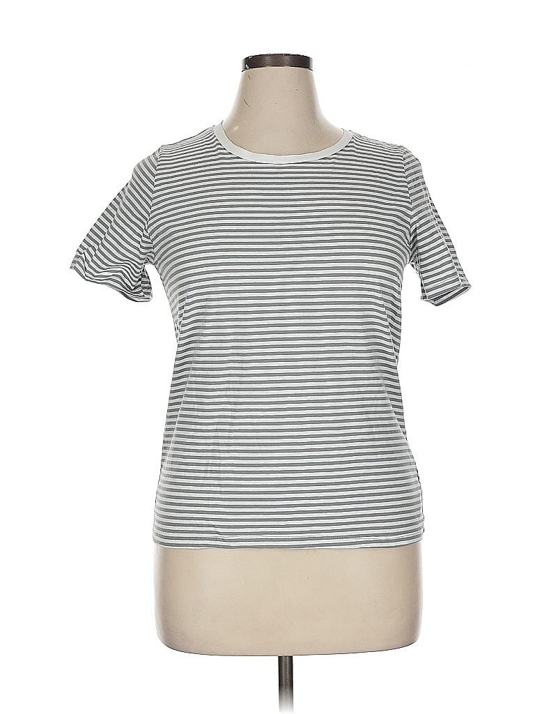 Pre-owned Ella Moss Short Sleeve T-shirt In Silver