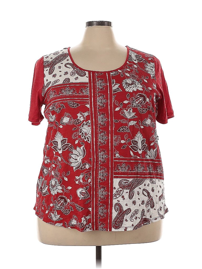 DG^2 by Diane Gilman Burgundy Short Sleeve Blouse Size 2X - photo 1