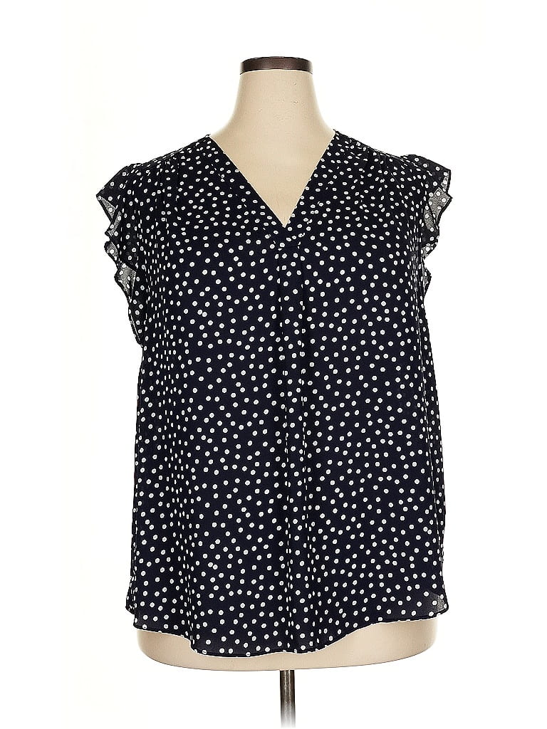 Chaus 100% Polyester Polka Dots Black Sleeveless Blouse Size 2X - photo 1