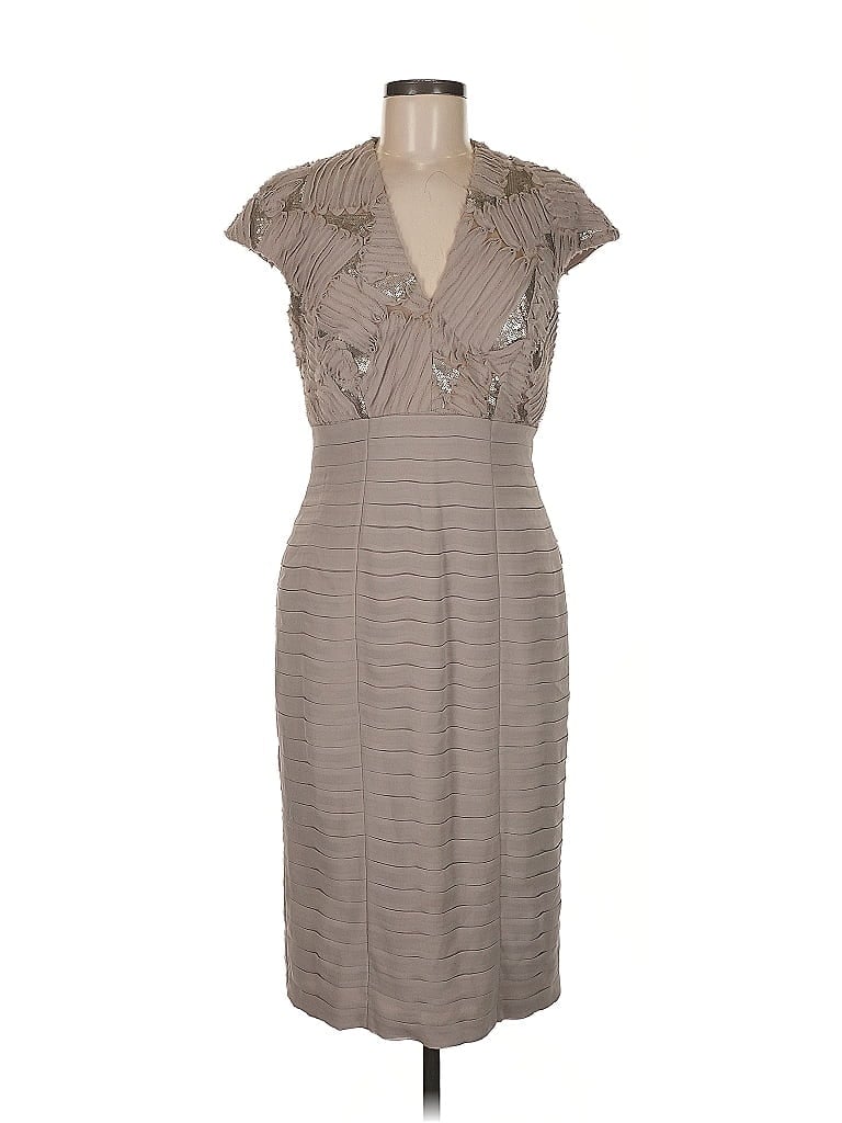 Tadashi Shoji Black Gray Floral Sanyu Stretch Jacquard Dress Cocktail Party 10