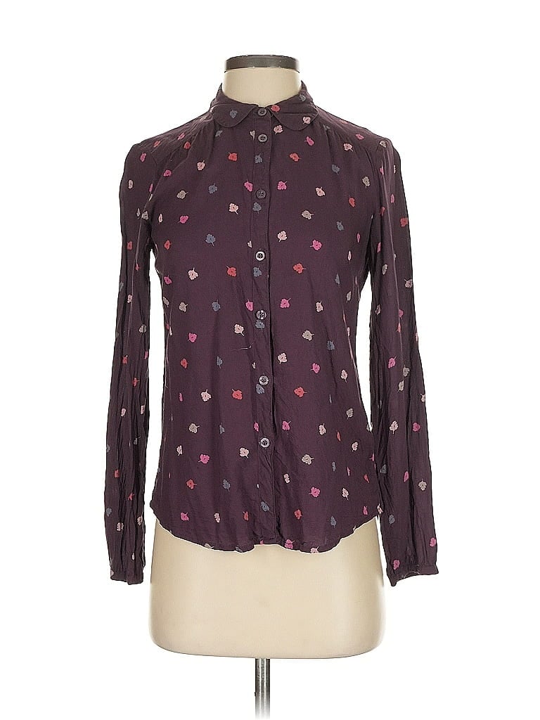 Pre-owned American Eagle Outfitters Long Sleeve Blouse In Purple