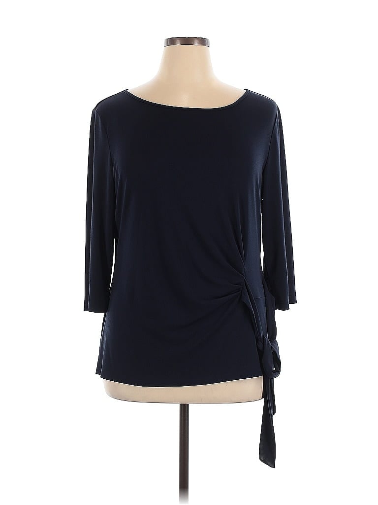 Pre-owned Premise 3/4 Sleeve Top Blue Boatneck Tops