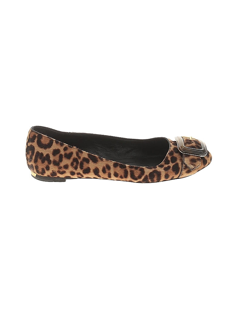 Burberry Animal Print Brown Tan Pony Hair Ballet Flats Size EU 37 1/2 - photo 1