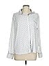 DKNY 100% Polyester Polka Dots Silver Long Sleeve Blouse Size L - photo 1