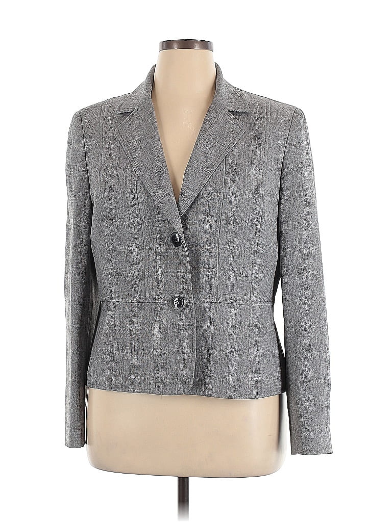 Kasper Houndstooth Gray Blazer Size 14 - photo 1