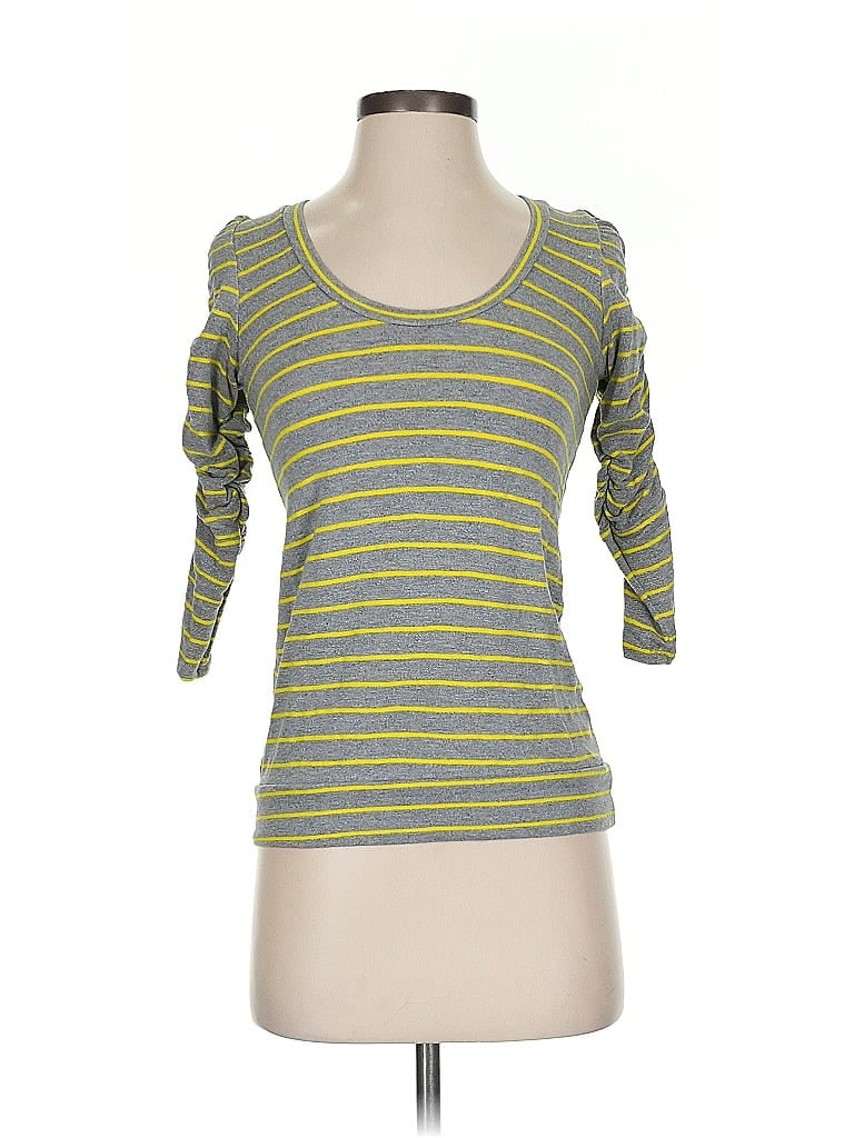 Pre-owned Dolan 3/4 Sleeve Top Gray Cold Shoulder Neckline Tops