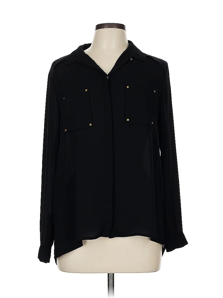 Pre-owned H&m Long Sleeve Blouse In Black
