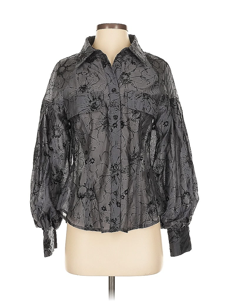 Gracia 100% Polyester Gray Long Sleeve Blouse Size S - photo 1