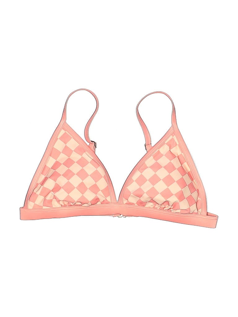 Pre-owned Kona Sol Swimsuit Top Pink Argyle Pattern Swimwear