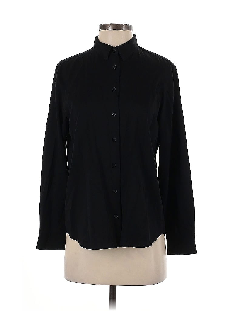 Pre-owned Uniqlo Long Sleeve Blouse In Black