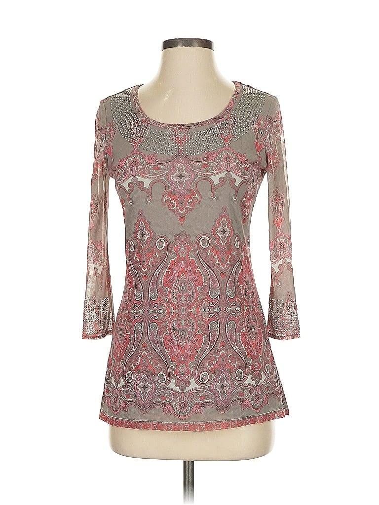 Pre-owned Inc International Concepts 3/4 Sleeve Top Red Keyhole Neckline Tops