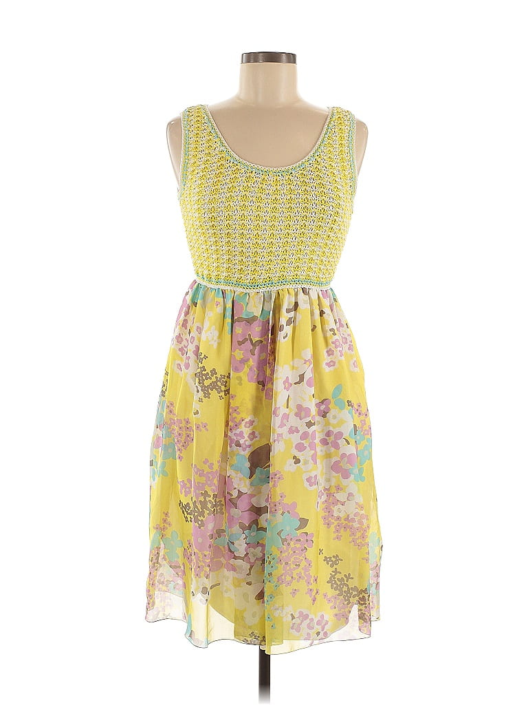 M Missoni 100% Silk Print Yellow Cocktail Dress Size 6 - photo 1