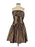 Halston Heritage Metallic Brown Tan Cocktail Dress Size 0 - photo 1