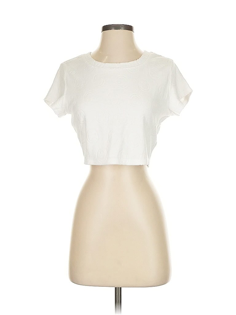 Pre-owned Offline By Aerie Short Sleeve Top Ivory Keyhole Neckline Tops In White