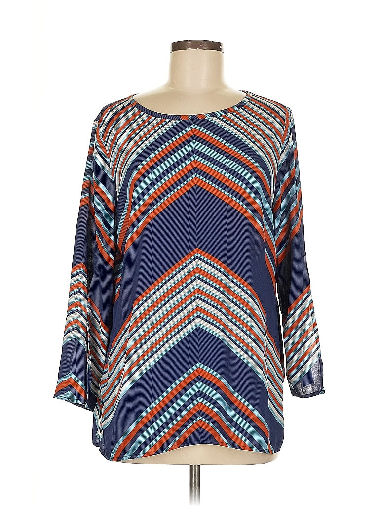 Pre-owned Chico's 3/4 Sleeve Blouse In Blue