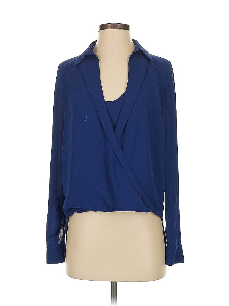 Pre-owned Bcbgmaxazria Long Sleeve Blouse In Blue