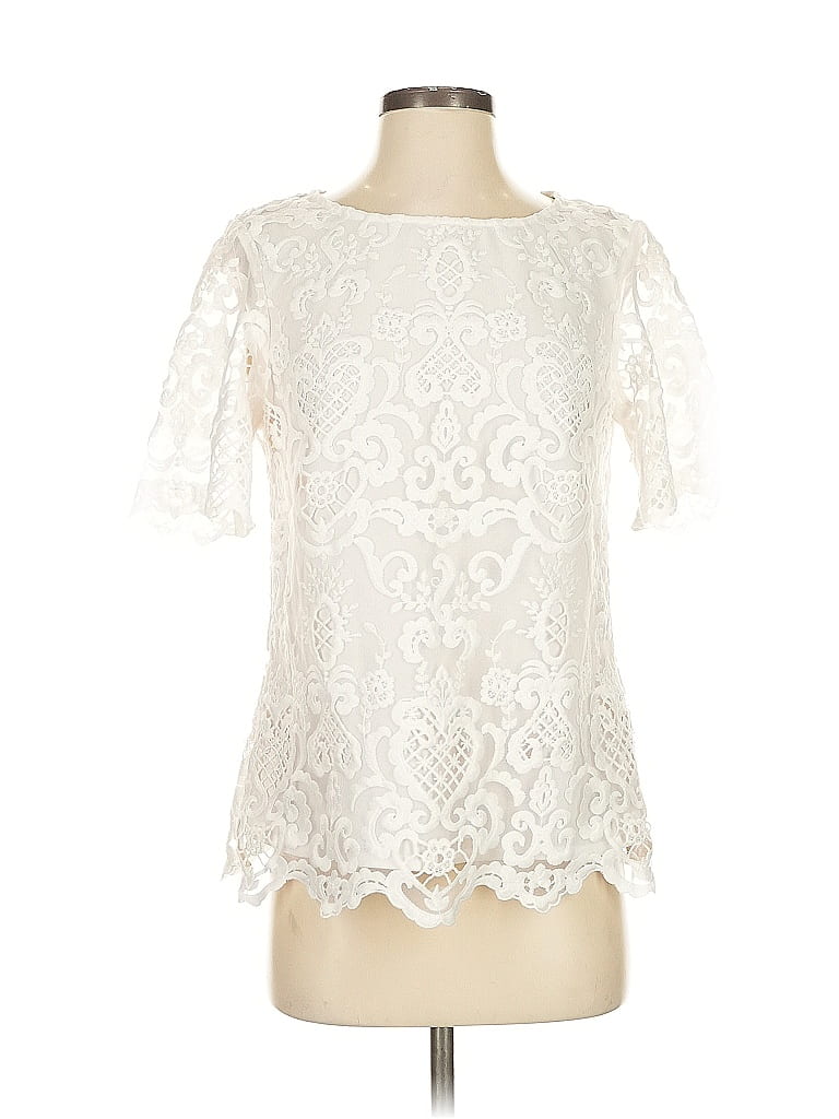 Pre-owned French Connection Short Sleeve Blouse In White