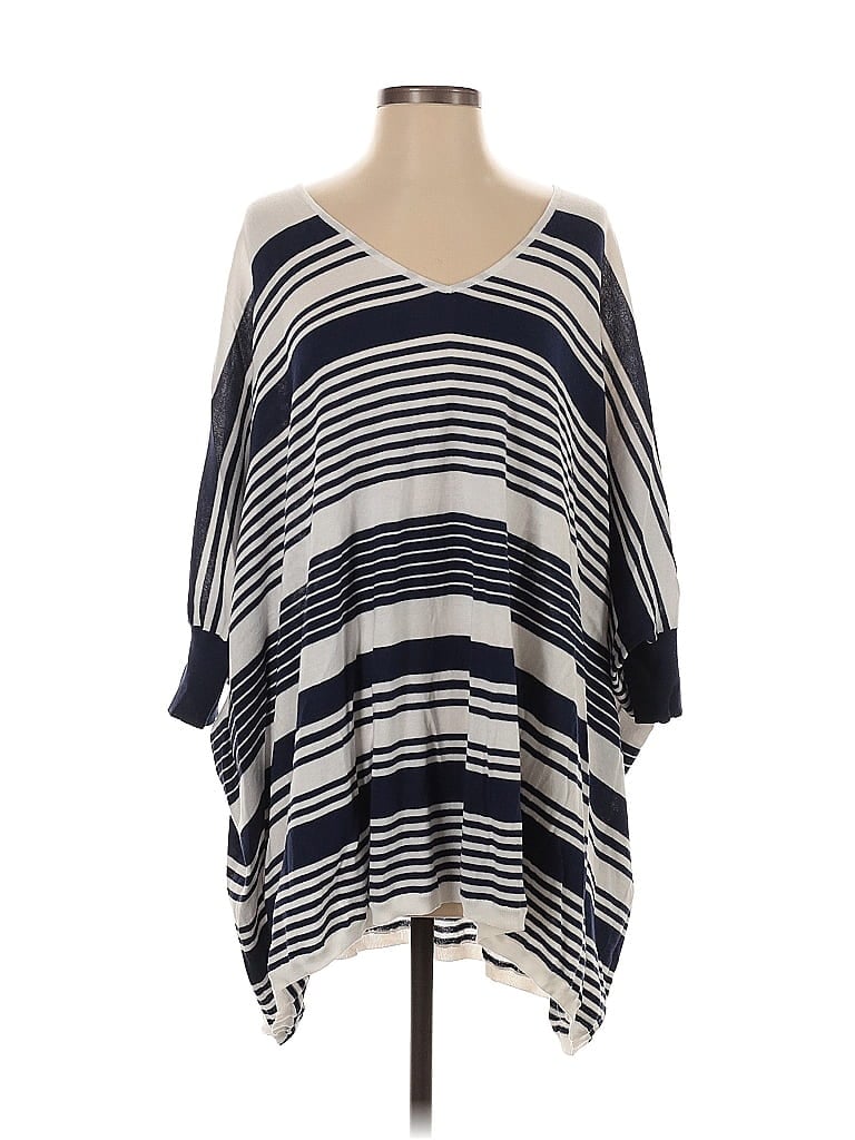 Tommy Bahama 3/4 Sleeve Top Blue Scoop Neck Tops In Black