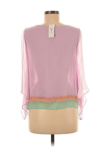 Line & Dot 3/4 Sleeve Silk Top (view 2)