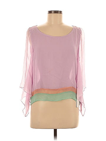 Line & Dot 3/4 Sleeve Silk Top (view 1)