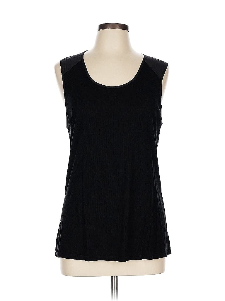 Pre-owned Lola And Sophie Sleeveless Top Black Scoop Neck Tops