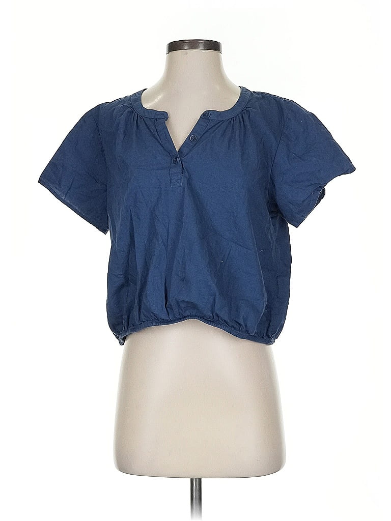 Pact 100% Organic Cotton Blue Short Sleeve Blouse Size S - photo 1