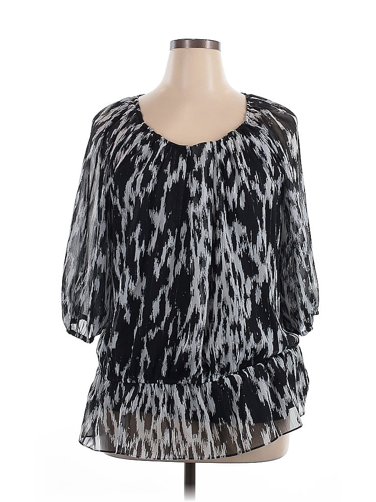ECI 100% Polyester Black 3/4 Sleeve Blouse Size 14 - photo 1
